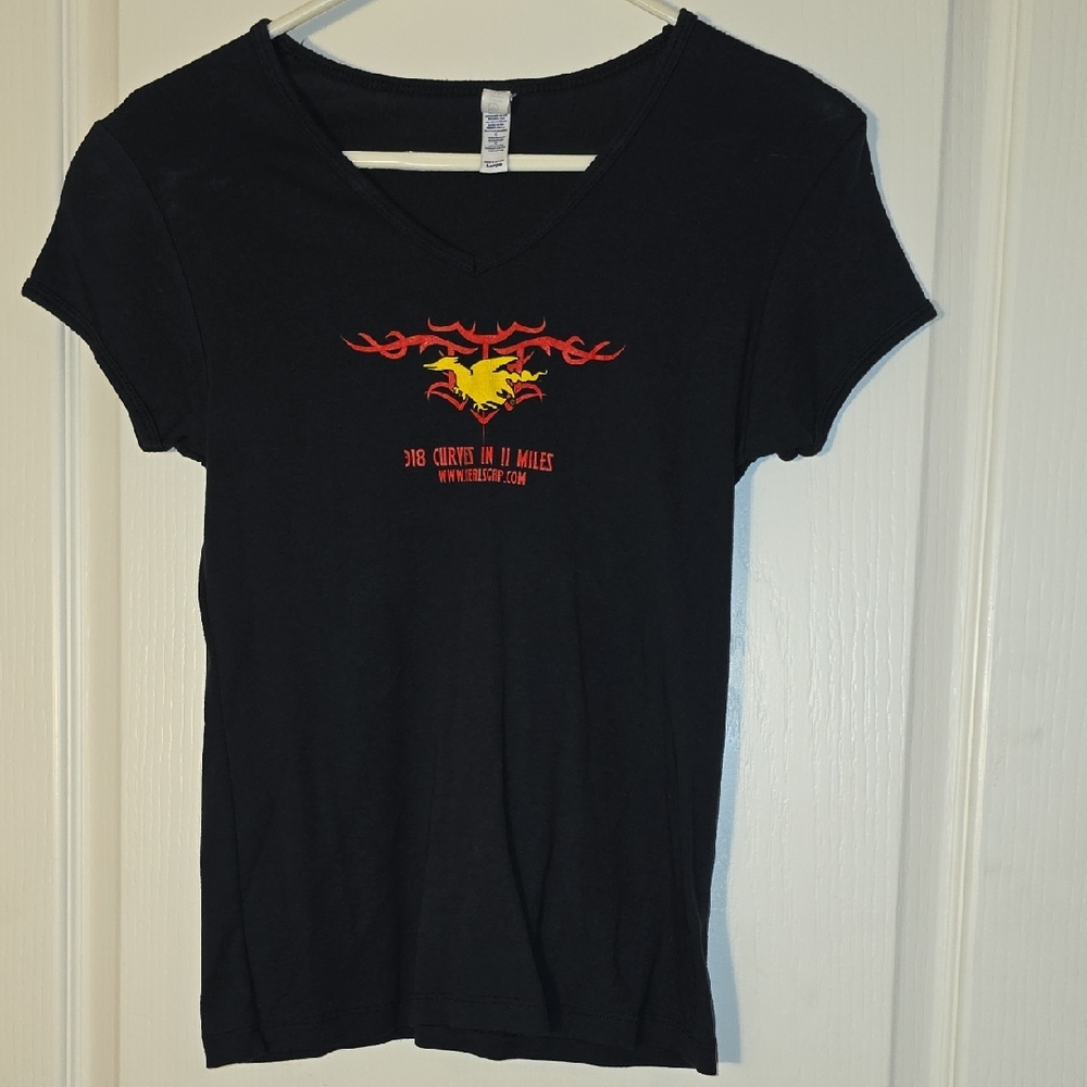 Black Tee with Yellow and Red Graphic Tail Of The Dragon Deals Gap TN
